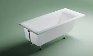 Ванна из искусственного камня Astra-Form Нейт 01010004+08010053 150x70 см с щелевым переливом донный клапан белый глянец